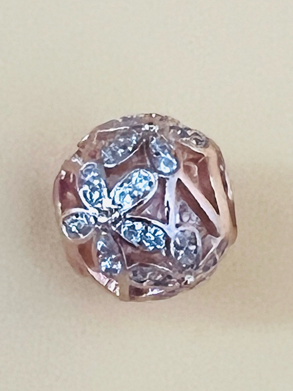 Rose gold plated & clear CZ flower charm